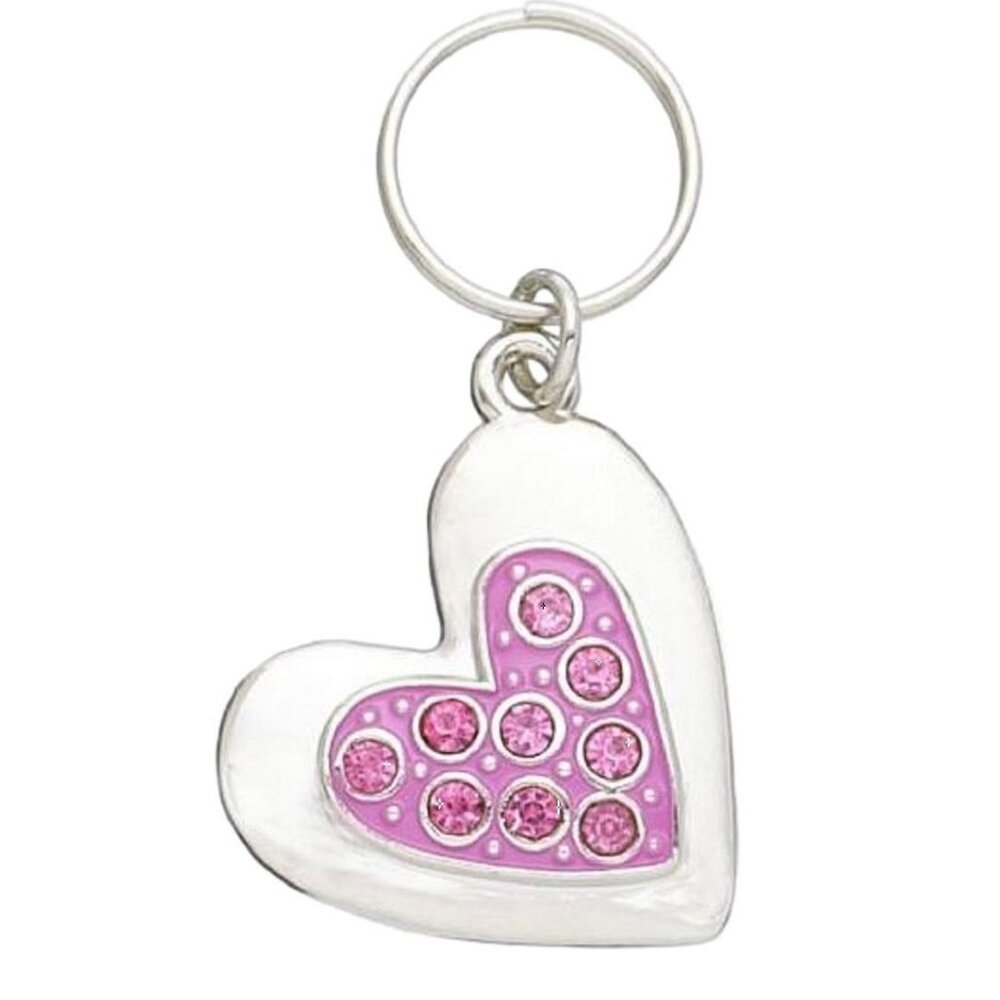 Pink Heart Pet Dog Tag / Charm for Bracelet, Etc. with Bling